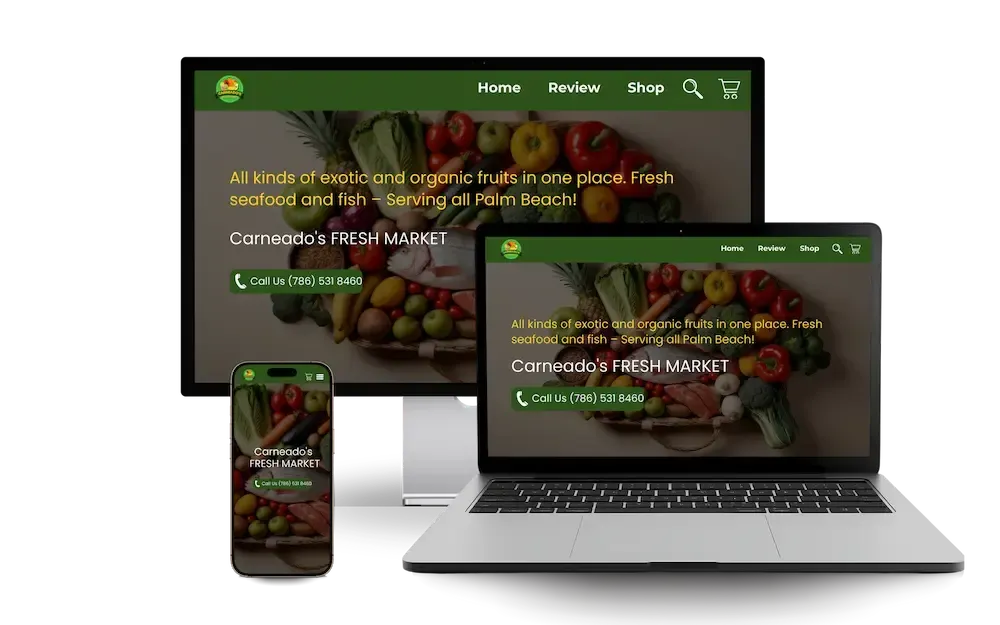 Online store on laptop, desktop and phone